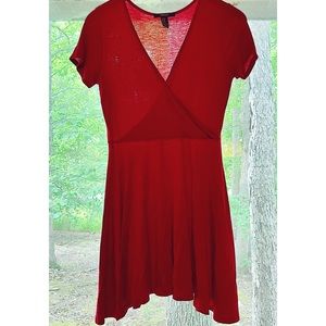 ✨ Red Forever 21 Short Sleeve Faux Wrap Dress ✨